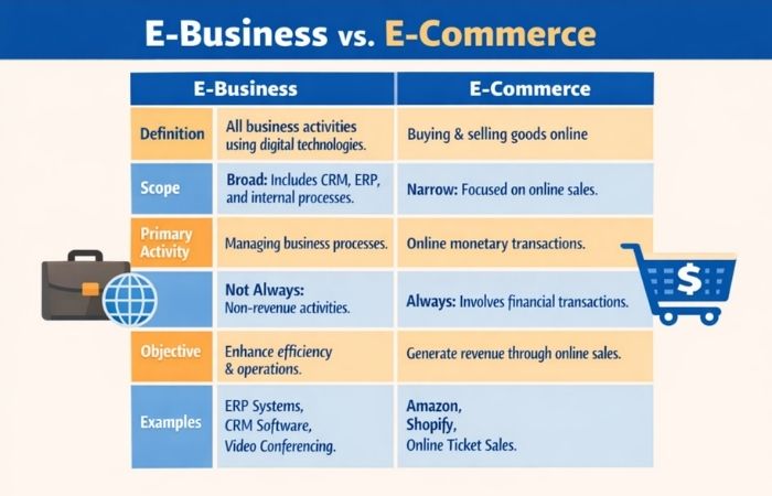 Difference Between E-Business and E-Commerce